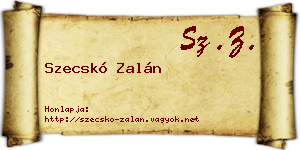 Szecskó Zalán névjegykártya